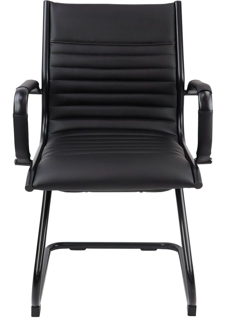 Bari Leather Visitor Chair in black frame from the front
