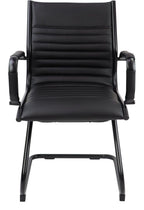 Bari Leather Visitor Chair in black frame from the front