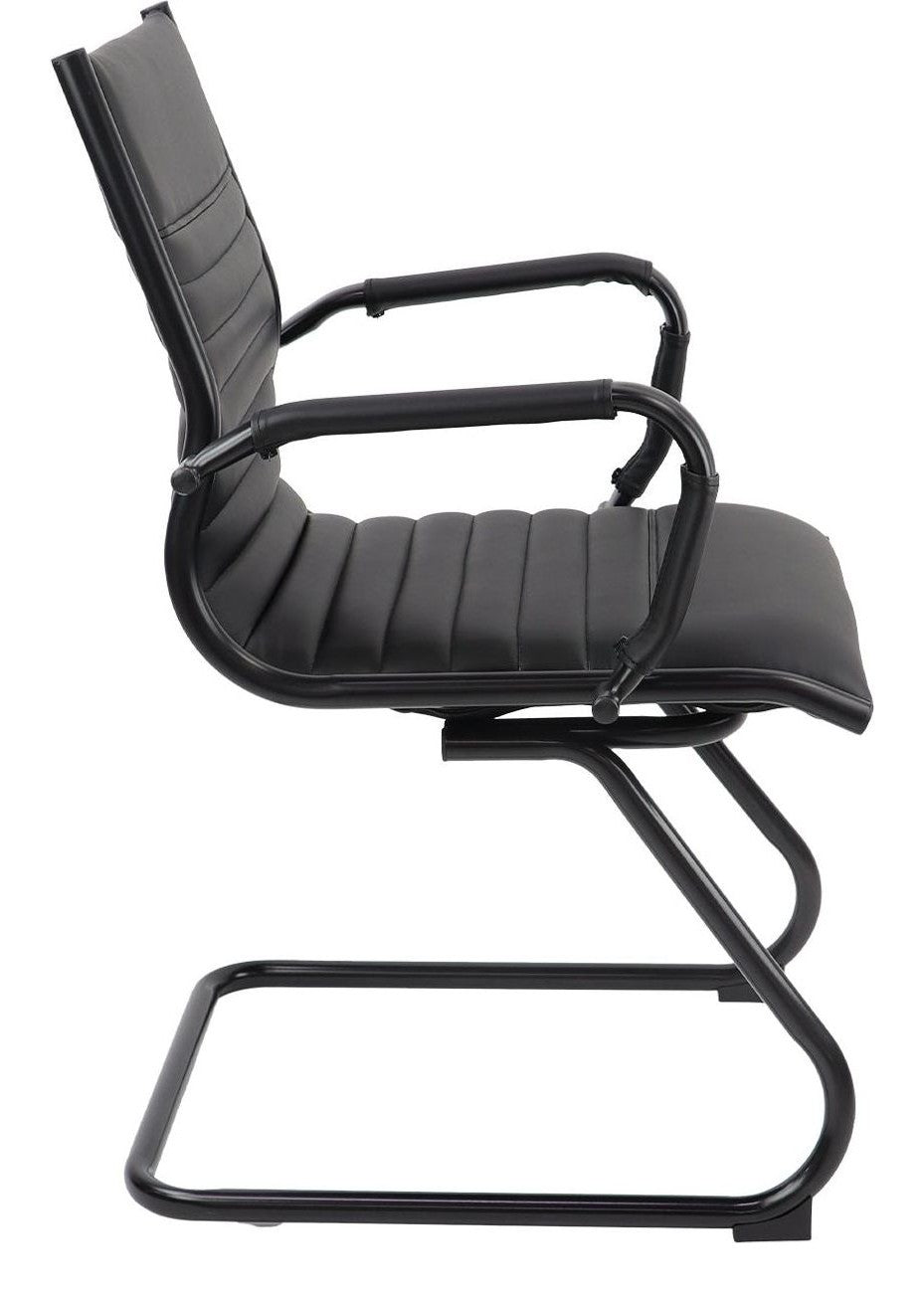 Bari Leather Visitor Chair in black frame from the side