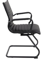 Bari Leather Visitor Chair in black frame from the side