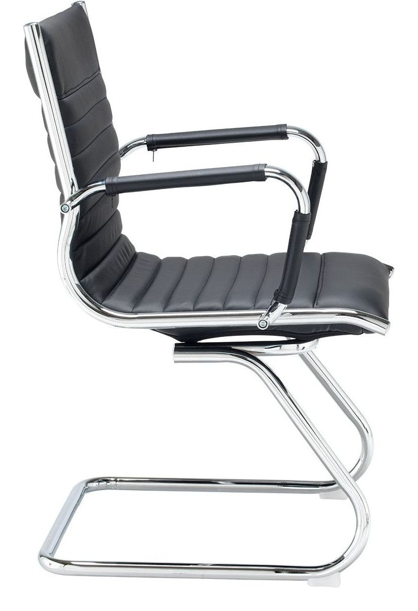 Bari Leather Visitor Chair in chrome frame from the side