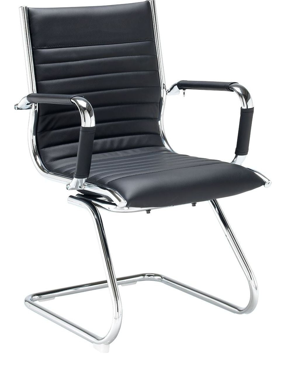 Bari Leather Visitor Chair in chrome frame