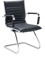 Bari Leather Visitor Chair in chrome frame