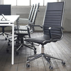Bari Ribbed Faux Leather Executive Chair in an office