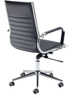 Bari Ribbed Faux Leather Executive Chair in medium back, chrome from the back
