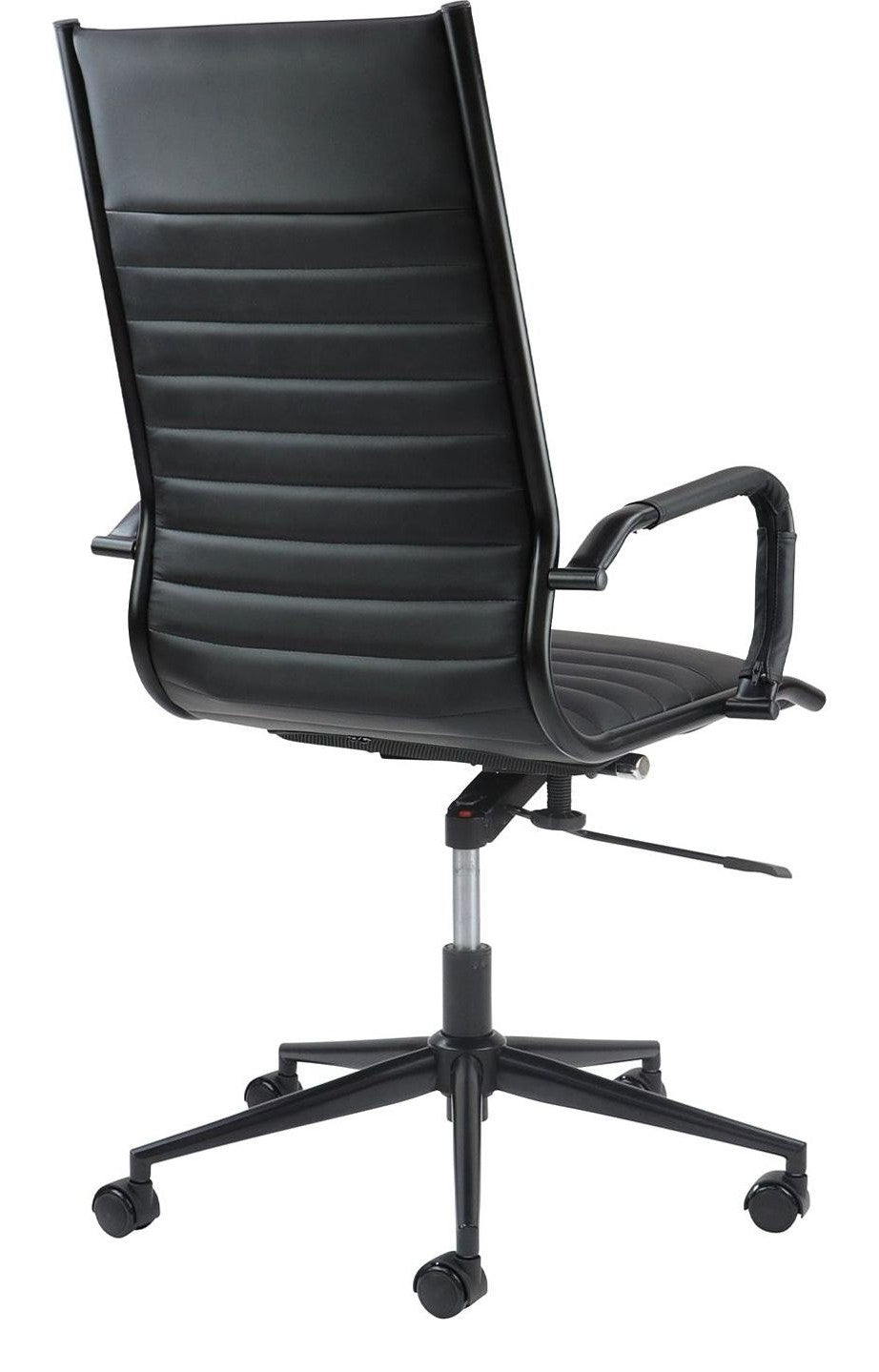 Bari Ribbed Faux Leather Executive Chair in high back, black from the back