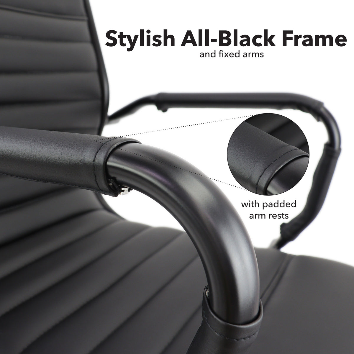 Bari Ribbed Faux Leather Executive Chair detail
