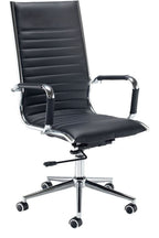 Bari Ribbed Faux Leather Executive Chair in high back, chrome