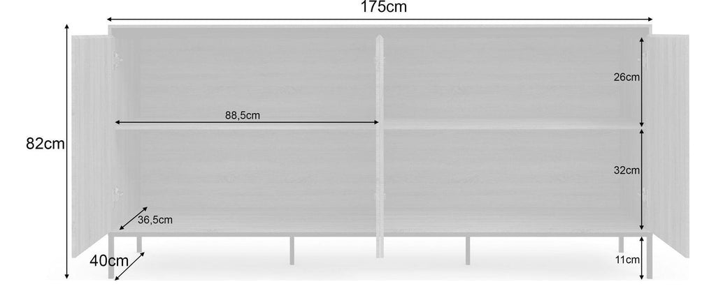 Bari Sideboard 4 Door, view 7