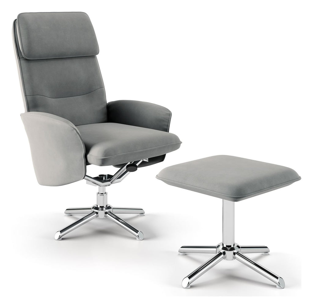 Belding Faux Leather Recliner Chair With Footstool