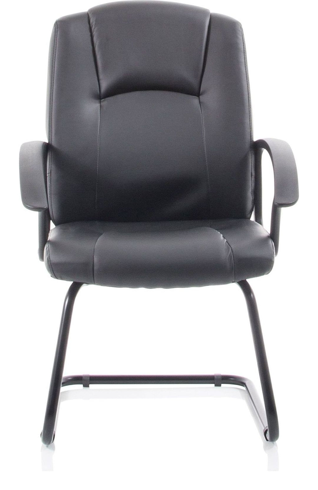 Bella Medium Back Black Bonded Leather Black Frame Cantilever Visitor Chair, , another view 1