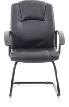 Bella Medium Back Black Bonded Leather Black Frame Cantilever Visitor Chair, , another view 1