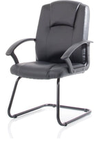 Bella Medium Back Black Bonded Leather Black Frame Cantilever Visitor Chair, , another view 2