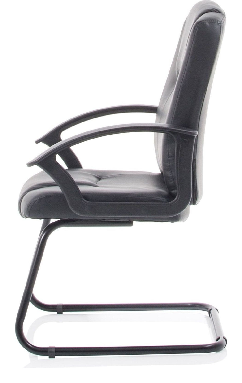 Bella Medium Back Black Bonded Leather Black Frame Cantilever Visitor Chair, , another view 3