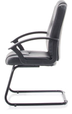Bella Medium Back Black Bonded Leather Black Frame Cantilever Visitor Chair, , another view 3