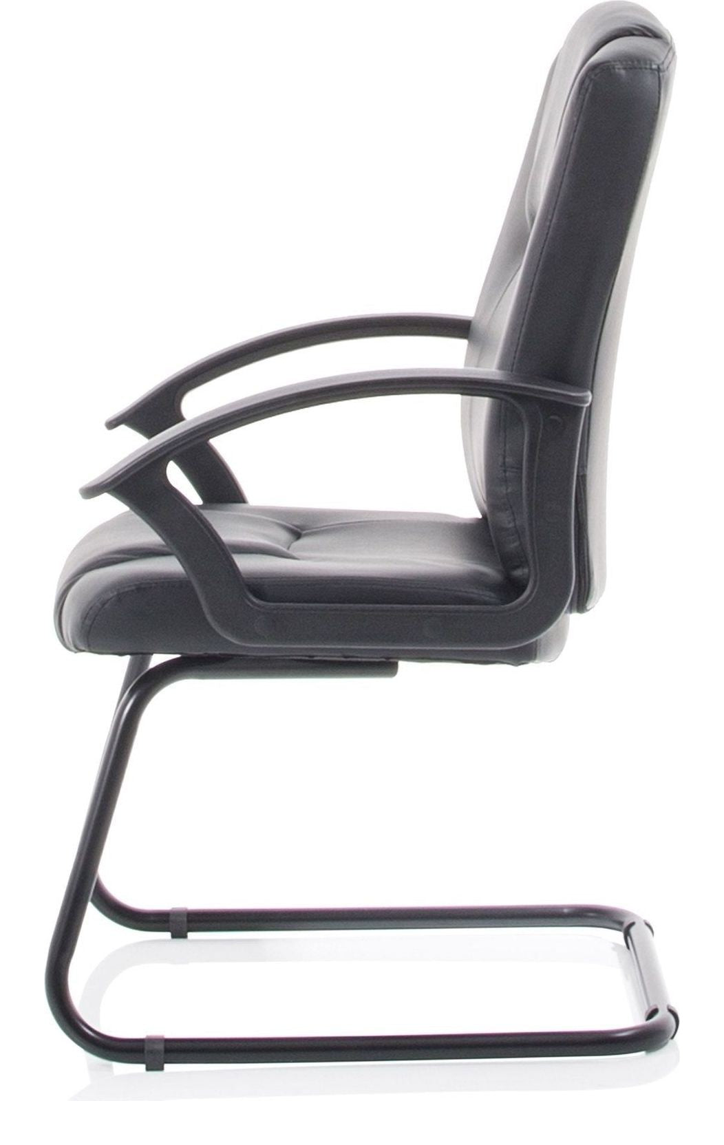 Bella Medium Back Black Bonded Leather Black Frame Cantilever Visitor Chair, , another view 3