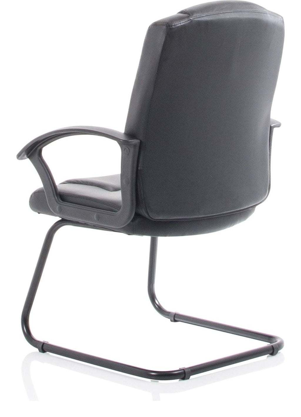 Bella Medium Back Black Bonded Leather Black Frame Cantilever Visitor Chair, , another view 4