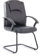 Bella Medium Back Black Bonded Leather Black Frame Cantilever Visitor Chair, 