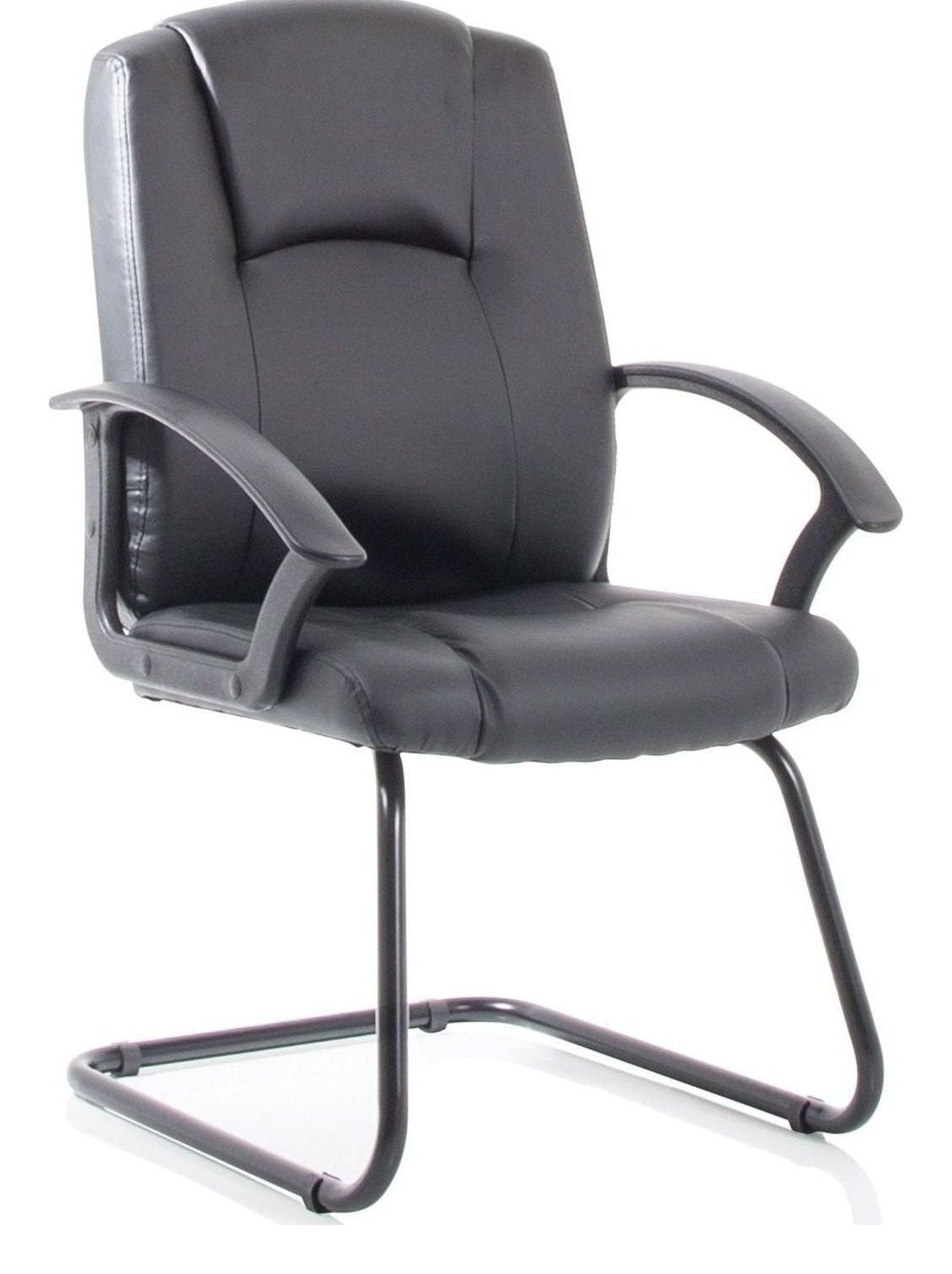 Bella Medium Back Black Bonded Leather Black Frame Cantilever Visitor Chair, 