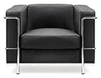 Belmont Cubed Leather Reception Chair in black, one seater