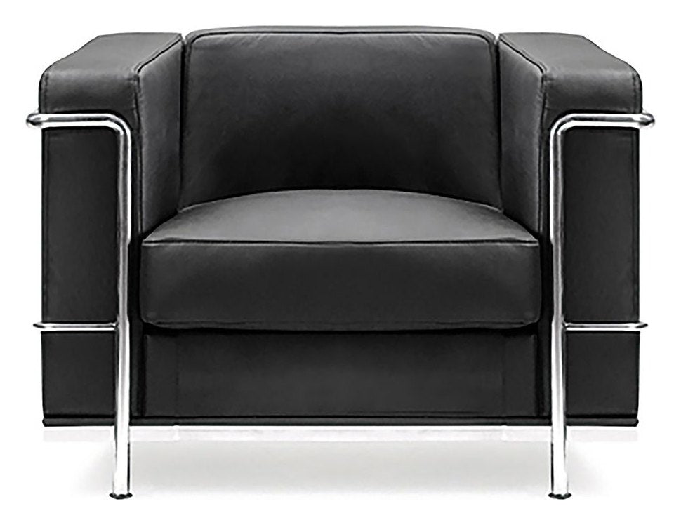 Belmont Cubed Leather Reception Chair in black, one seater