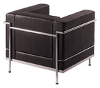 Belmont Cubed Leather Reception Chair in black, one seater, view 2