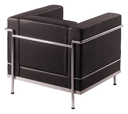 Belmont Cubed Leather Reception Chair in black, one seater, view 2