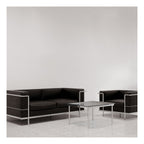 Belmont Cubed Leather Reception Chair in black, one seater, view 4