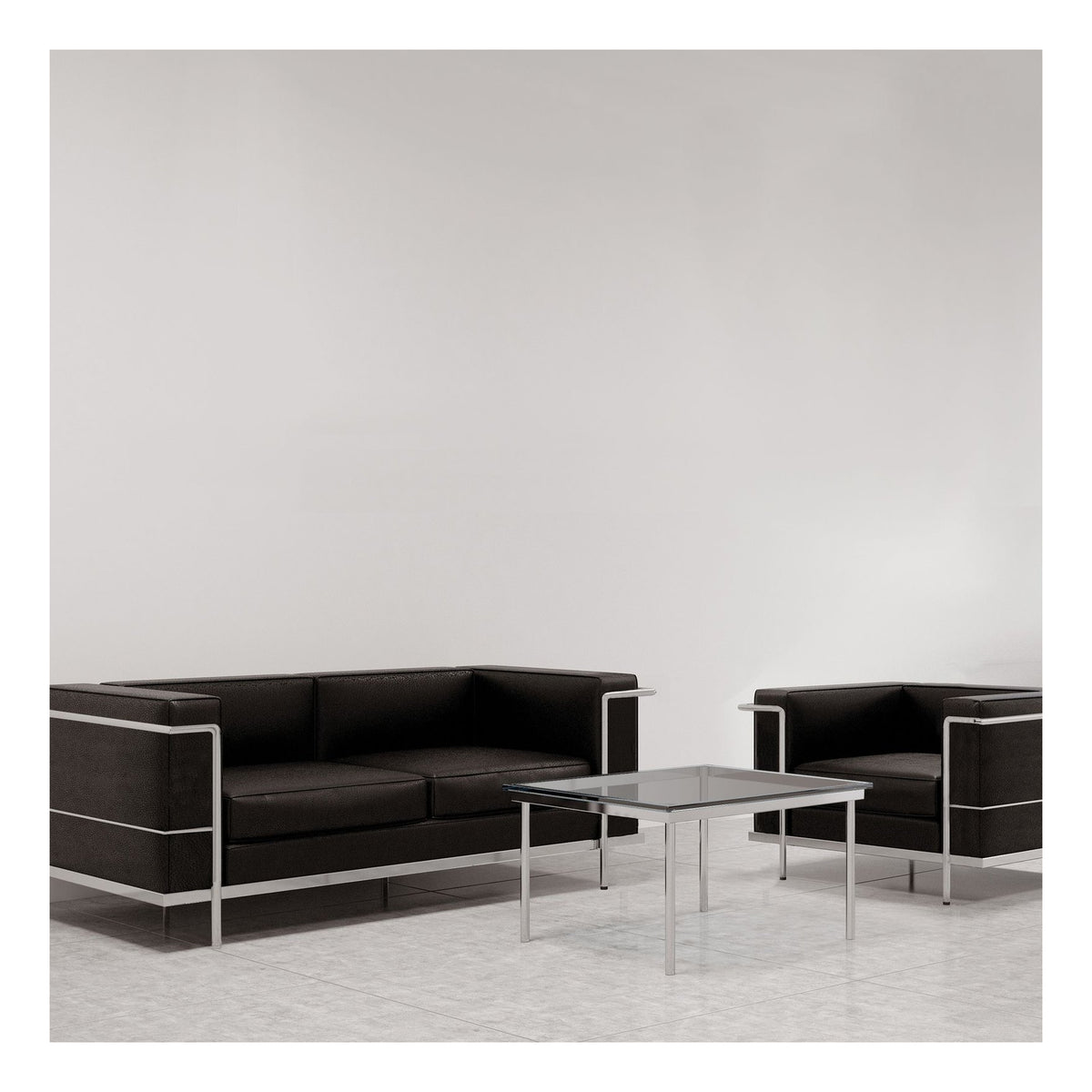 Belmont Cubed Leather Reception Chair in black, one seater, view 4