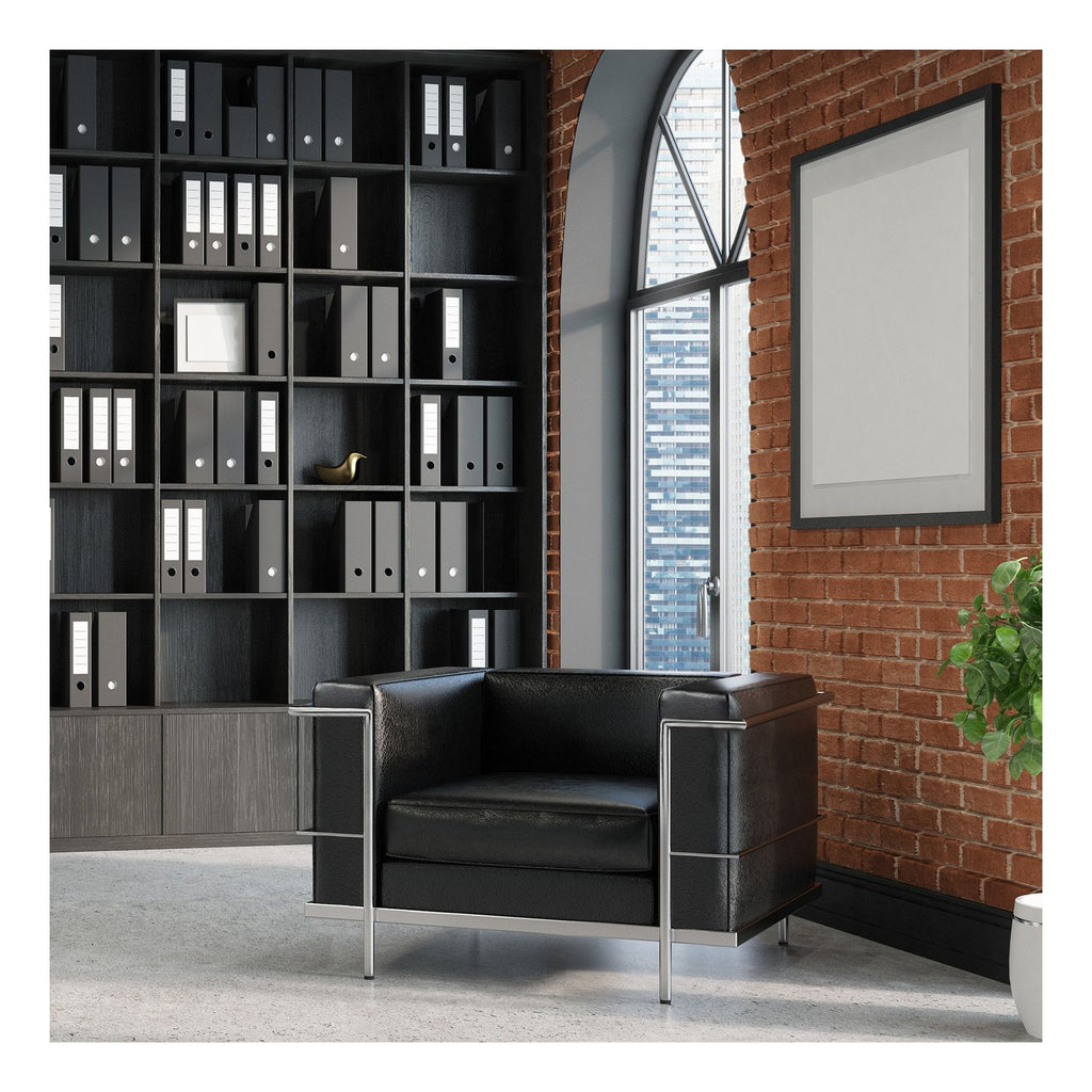 Belmont Cubed Leather Reception Chair in black, one seater, view 5
