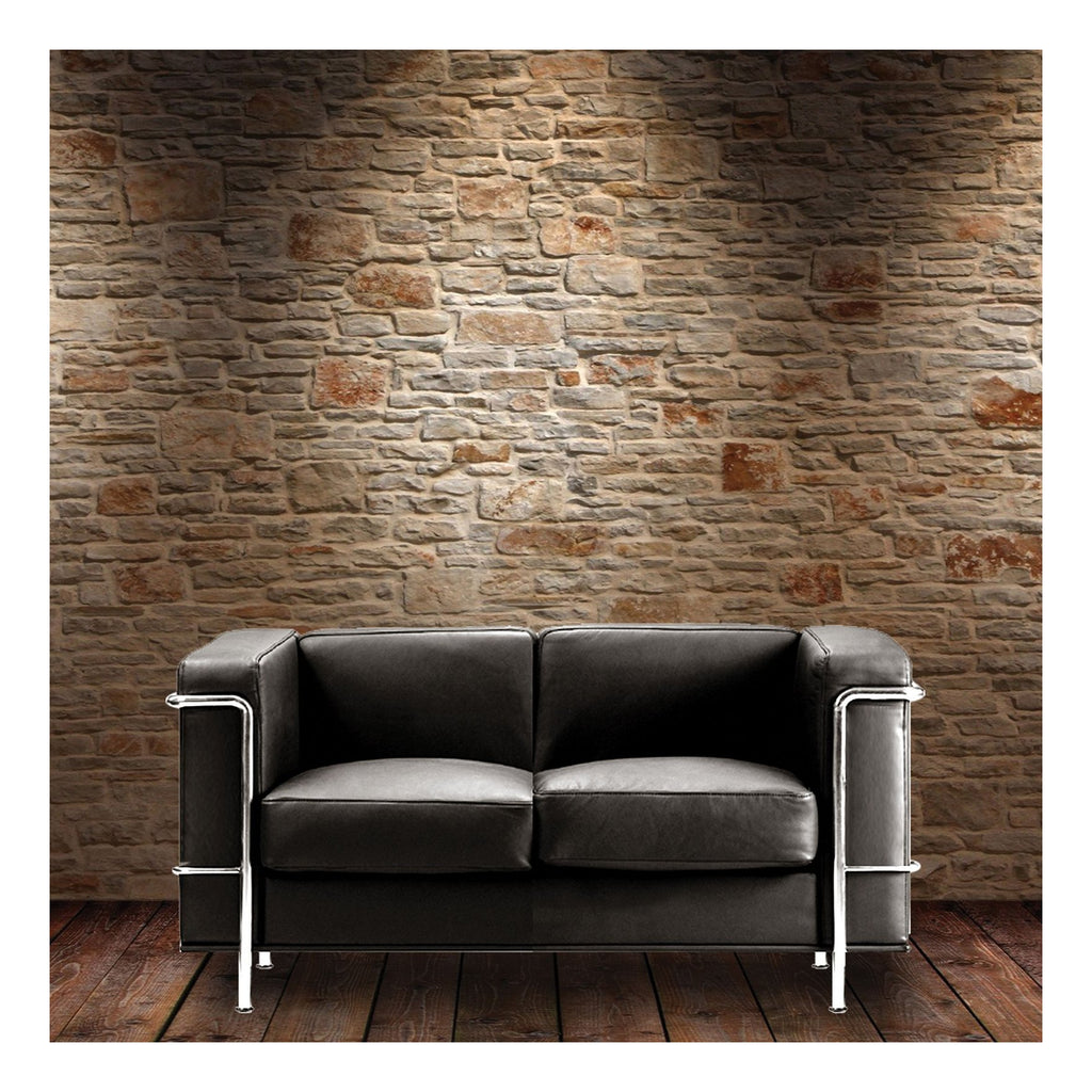 Belmont Cubed Leather Reception Chair in black, two seater, view 2