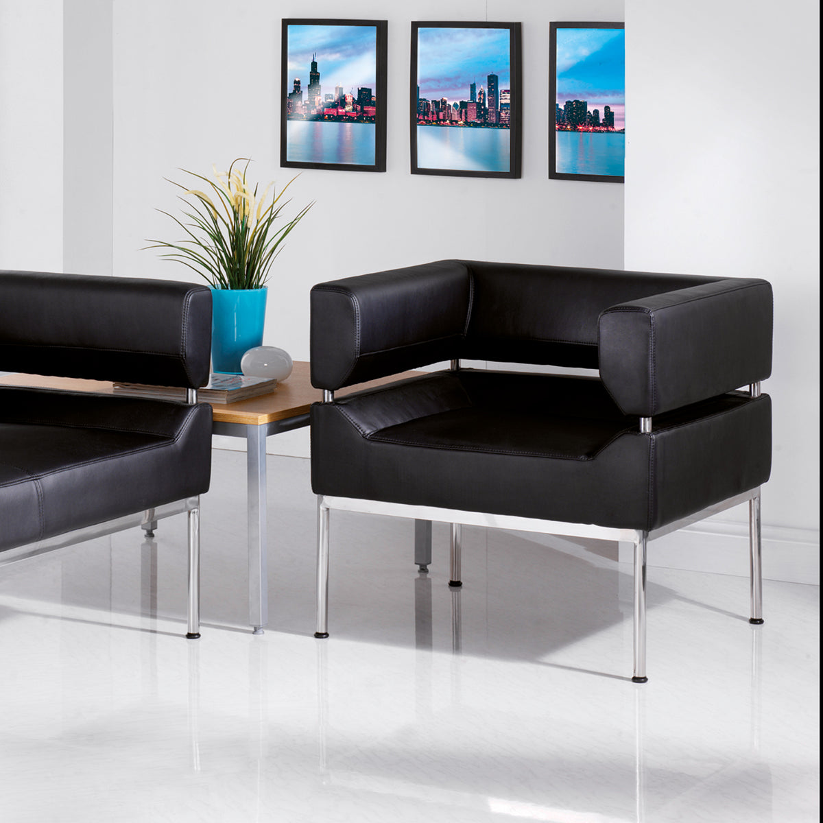 Benotto Faux Leather Sofa in a room