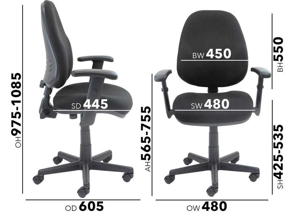Bilbao Fabric Operator Chair dimensions