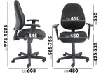 Bilbao Fabric Operator Chair dimensions