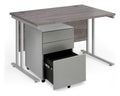 Bravo Maestro 25 Cantilever Straight Desk with Steel Pedestal, 1200 x 800, silver frame, beech top