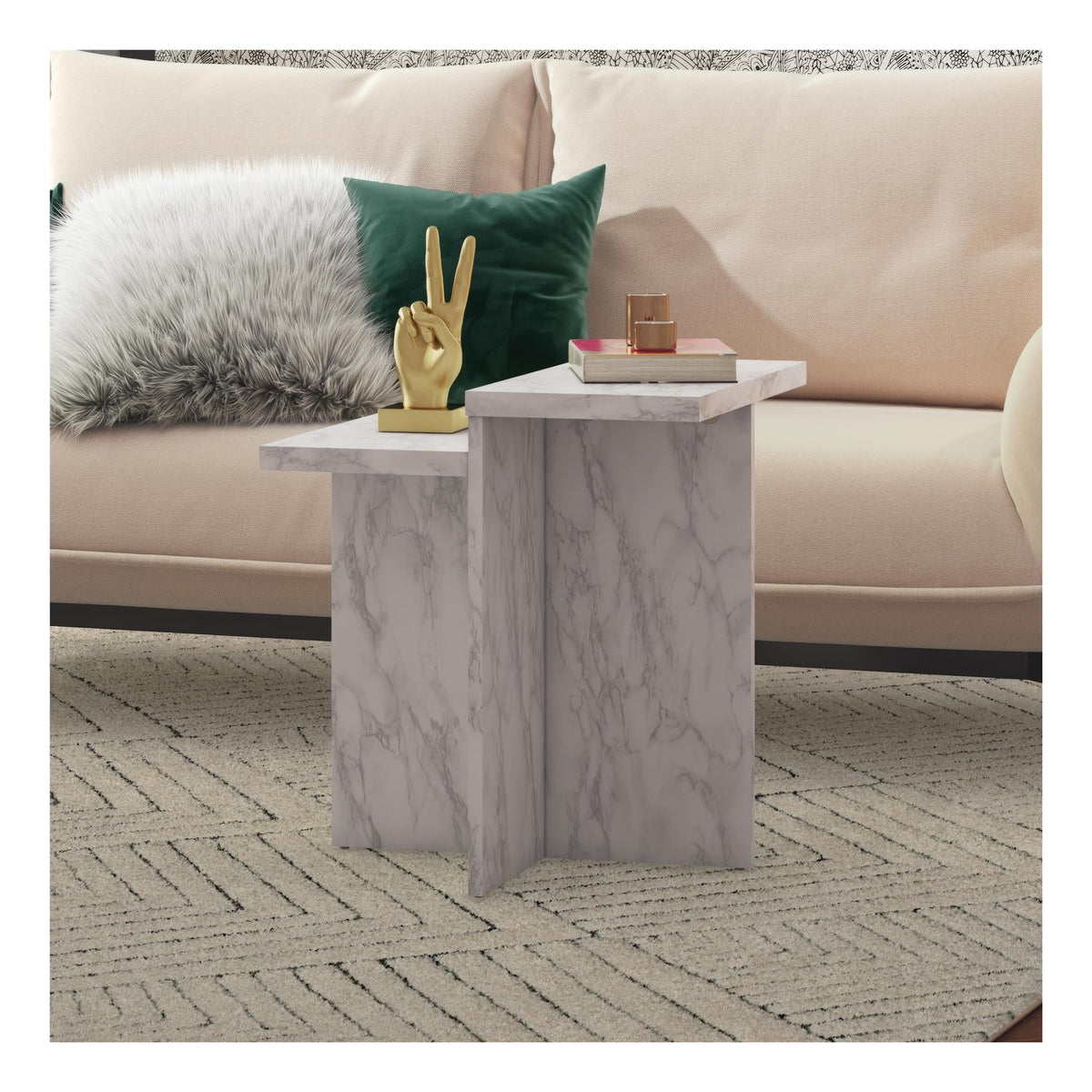 Brielle Accent Table Faux Marble, view 13