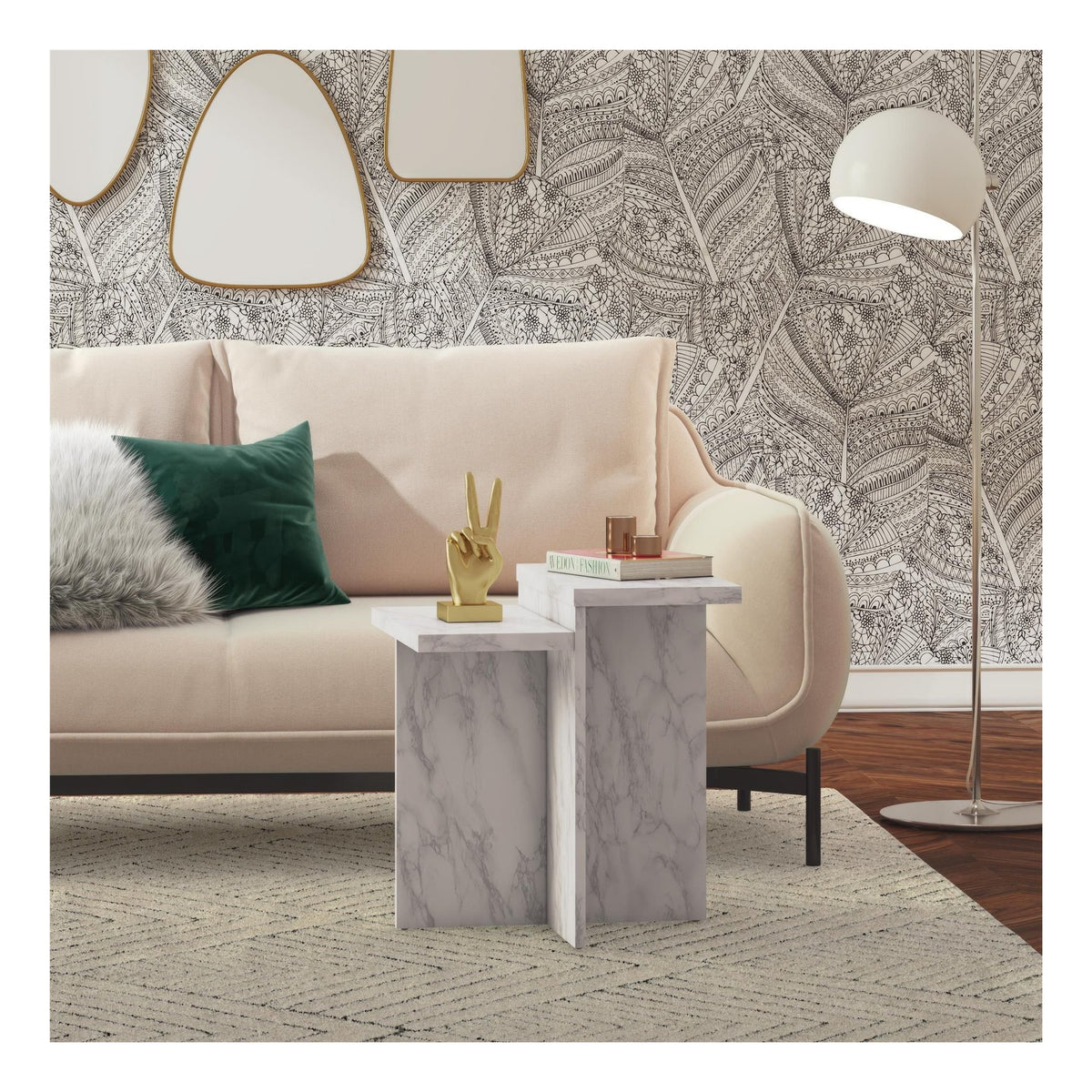 Brielle Accent Table Faux Marble, view 19