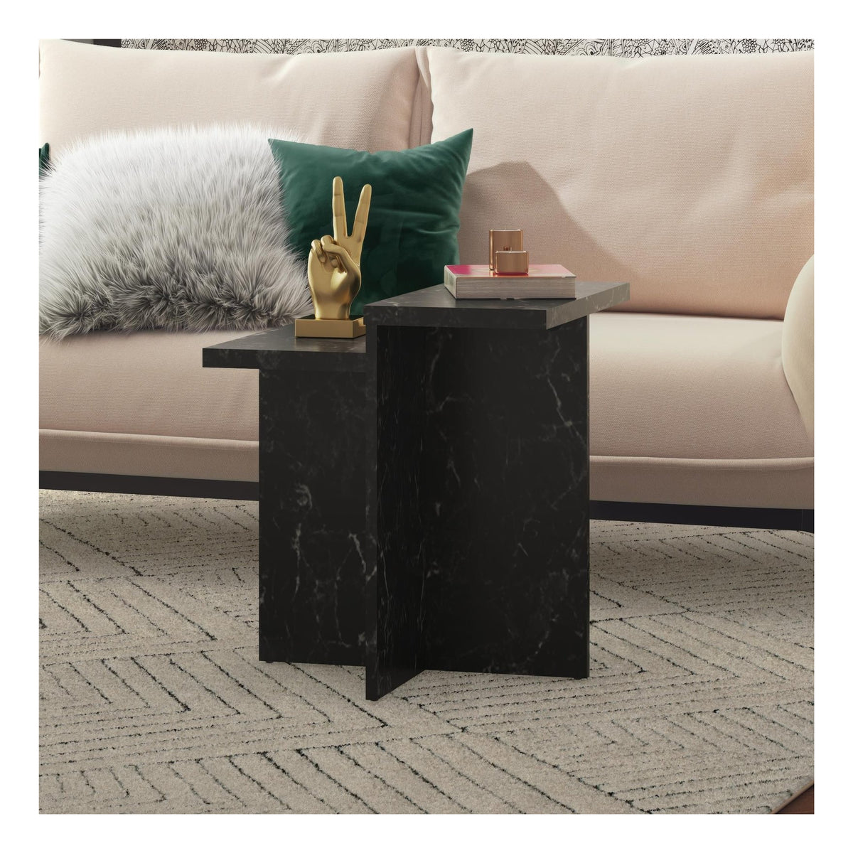Brielle Accent Table Faux Marble, view 4