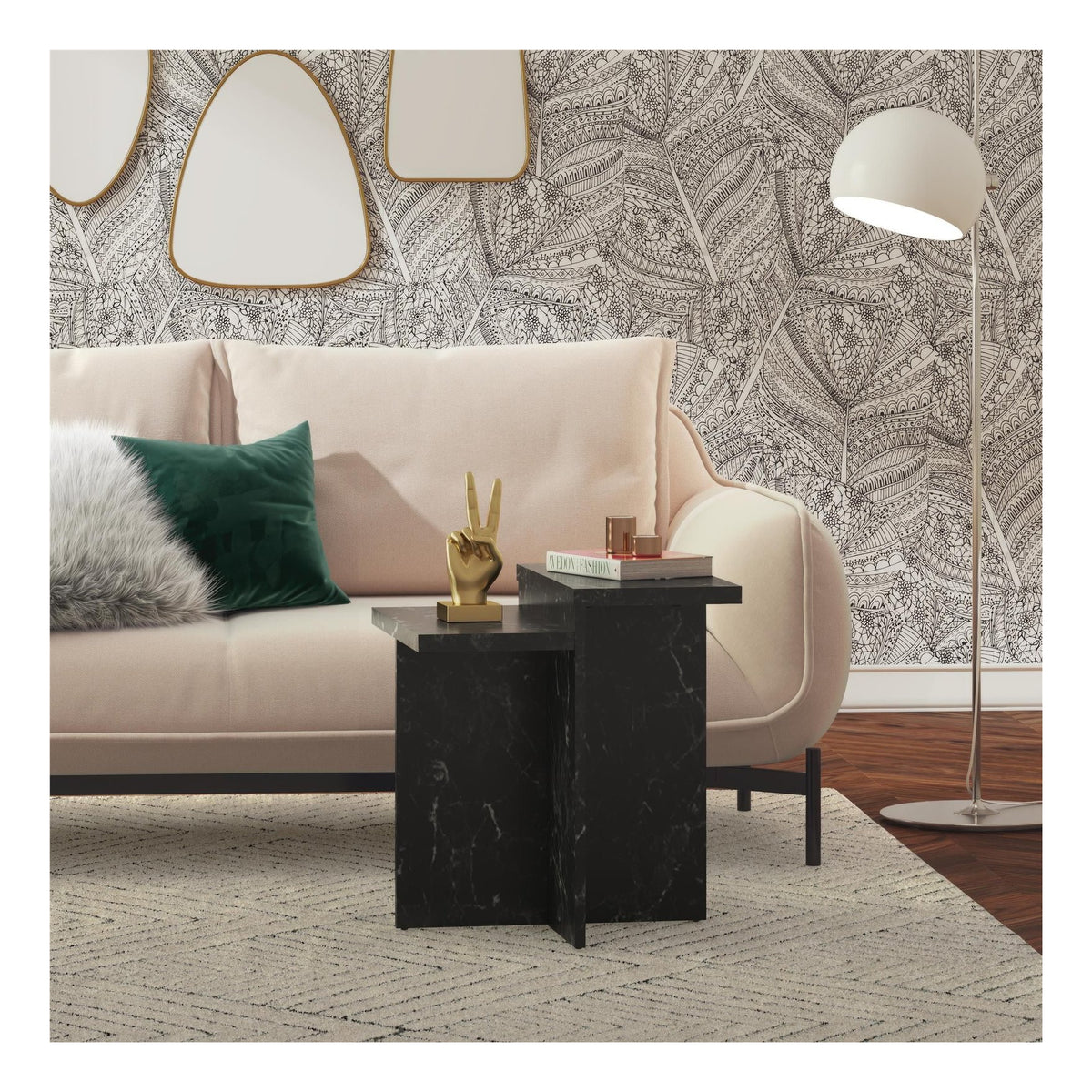 Brielle Accent Table Faux Marble, view 5