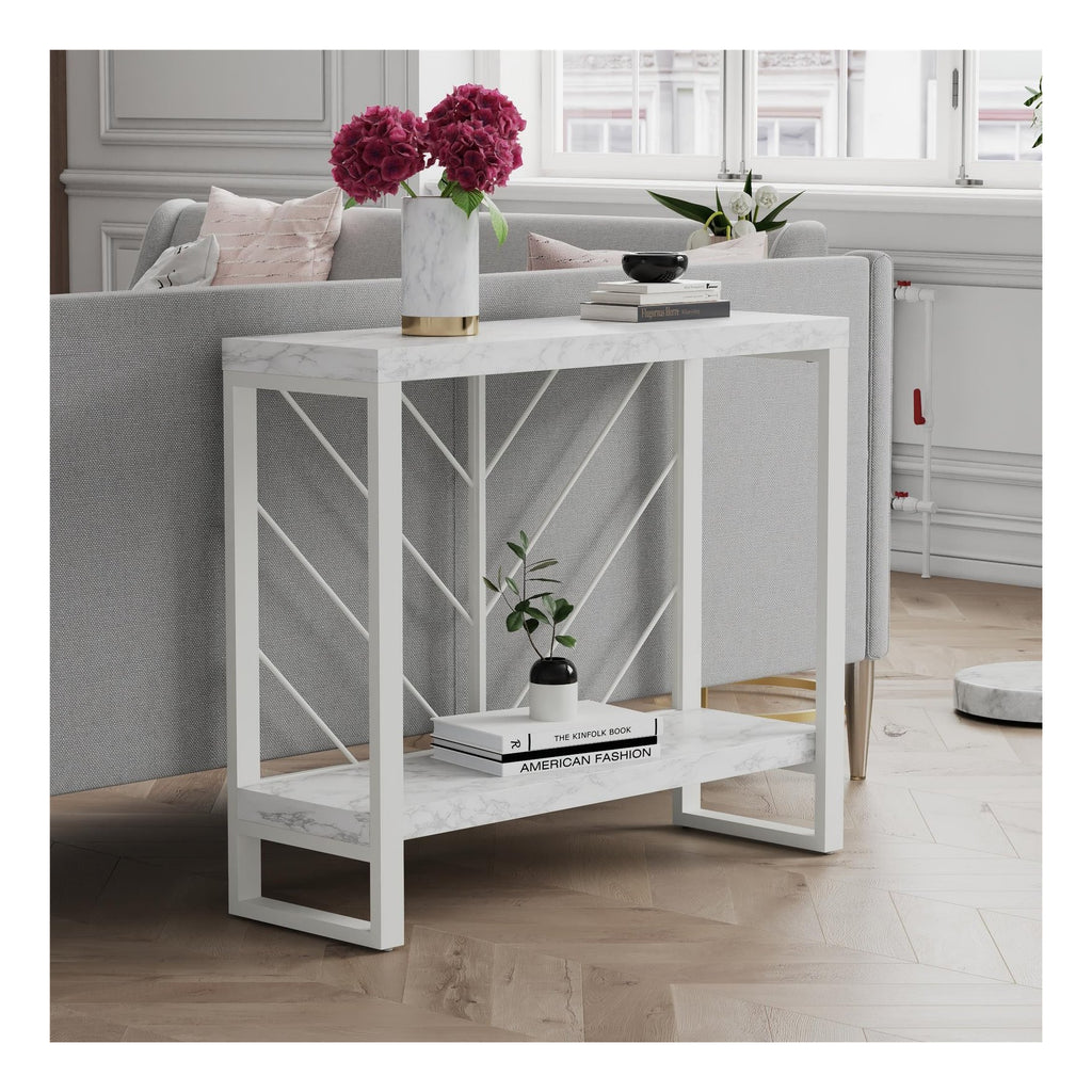 Brielle Console Table Faux Marble, view 3
