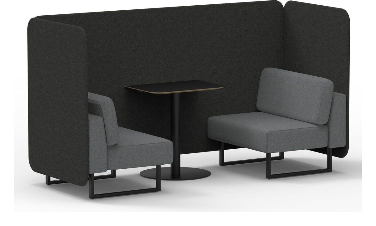 Brixworth bench booth, 2 seater, synergy mix, partner seats, black table