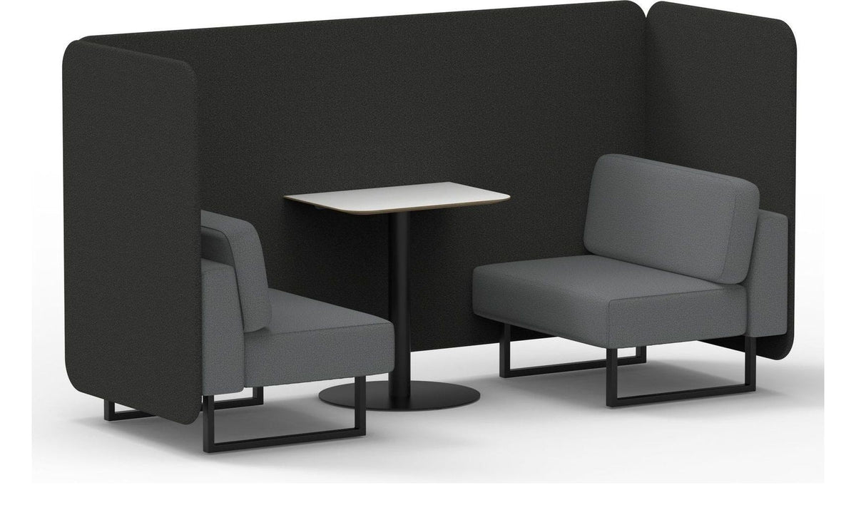 Brixworth bench booth, 2 seater, synergy mix, partner seats, white table