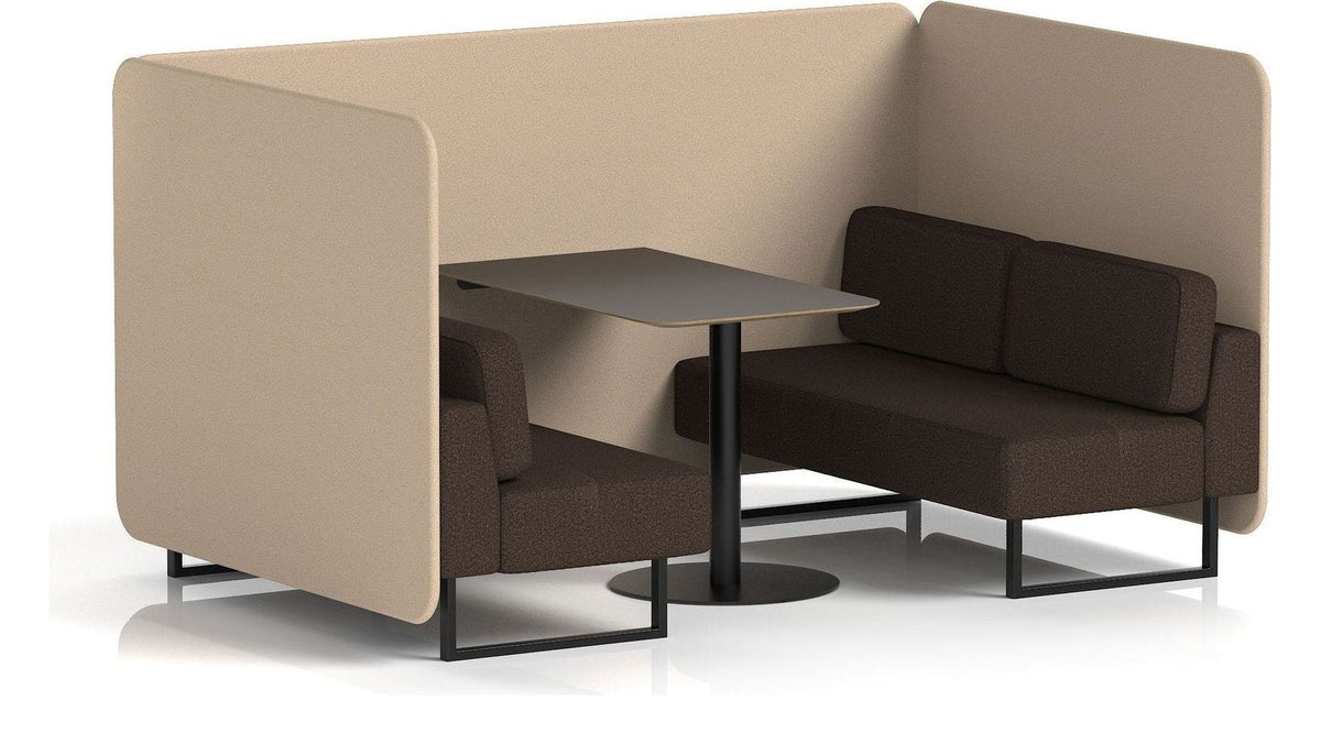 Brixworth bench booth, 4 seater, synergy affix, wed seats, black table