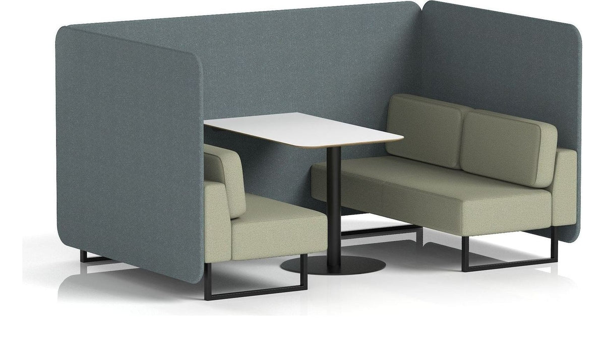 Brixworth bench booth, 4 seater, main line flax westminster, newbury seats, white table