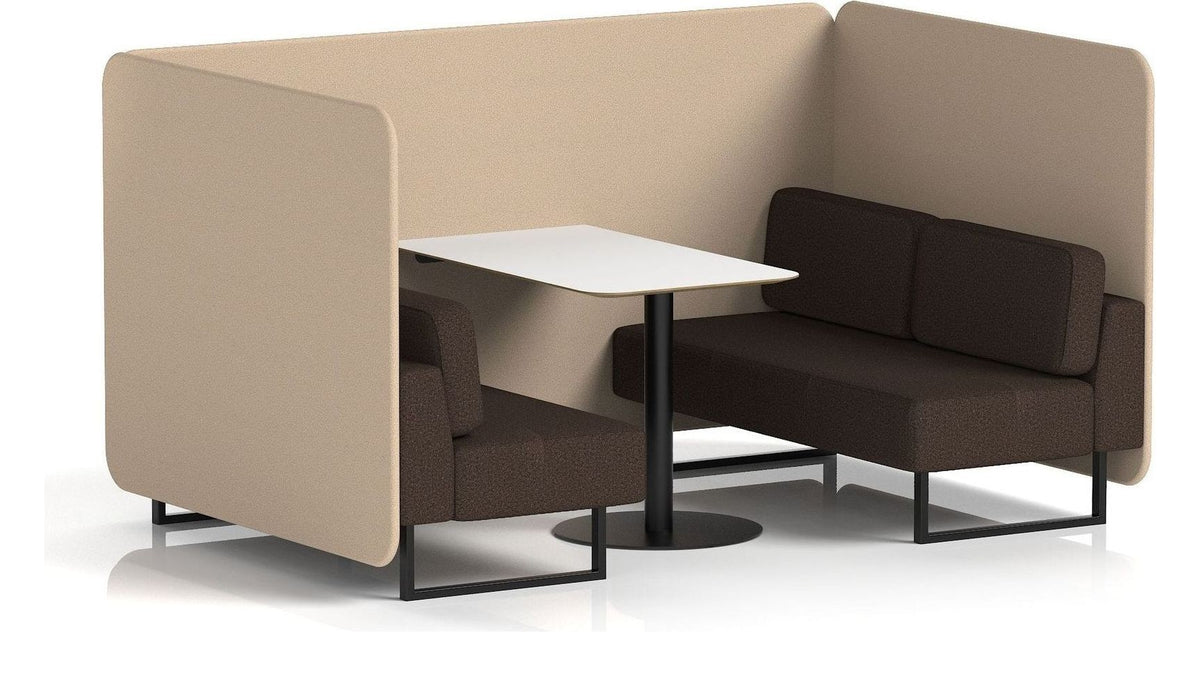 Brixworth bench booth, 4 seater, synergy affix, wed seats, white table