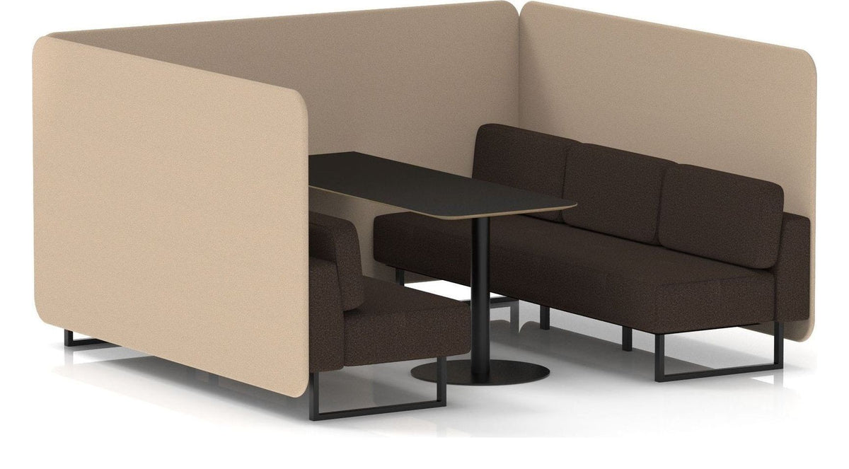 Brixworth bench booth, 6 seater, synergy affix, wed seats, black table