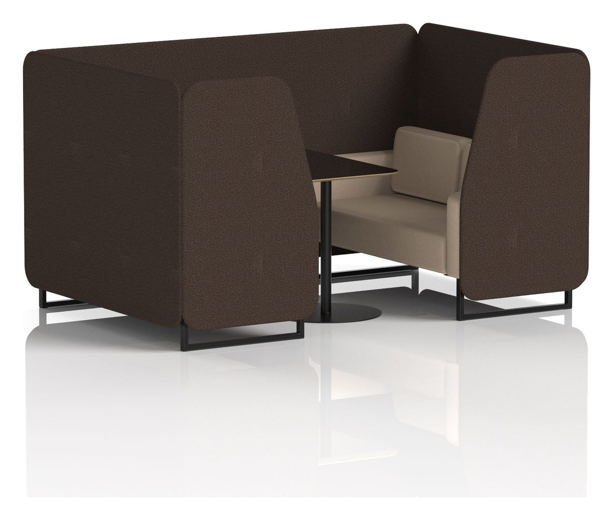 Brixworth booth, 4 seater, synergy wed, affix seats, black table