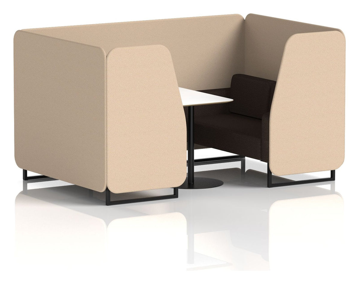 Brixworth booth, 4 seater, synergy affix, wed seats, white table