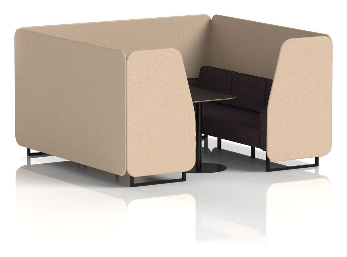 Brixworth booth, 6 seater, synergy affix, wed seats, black table