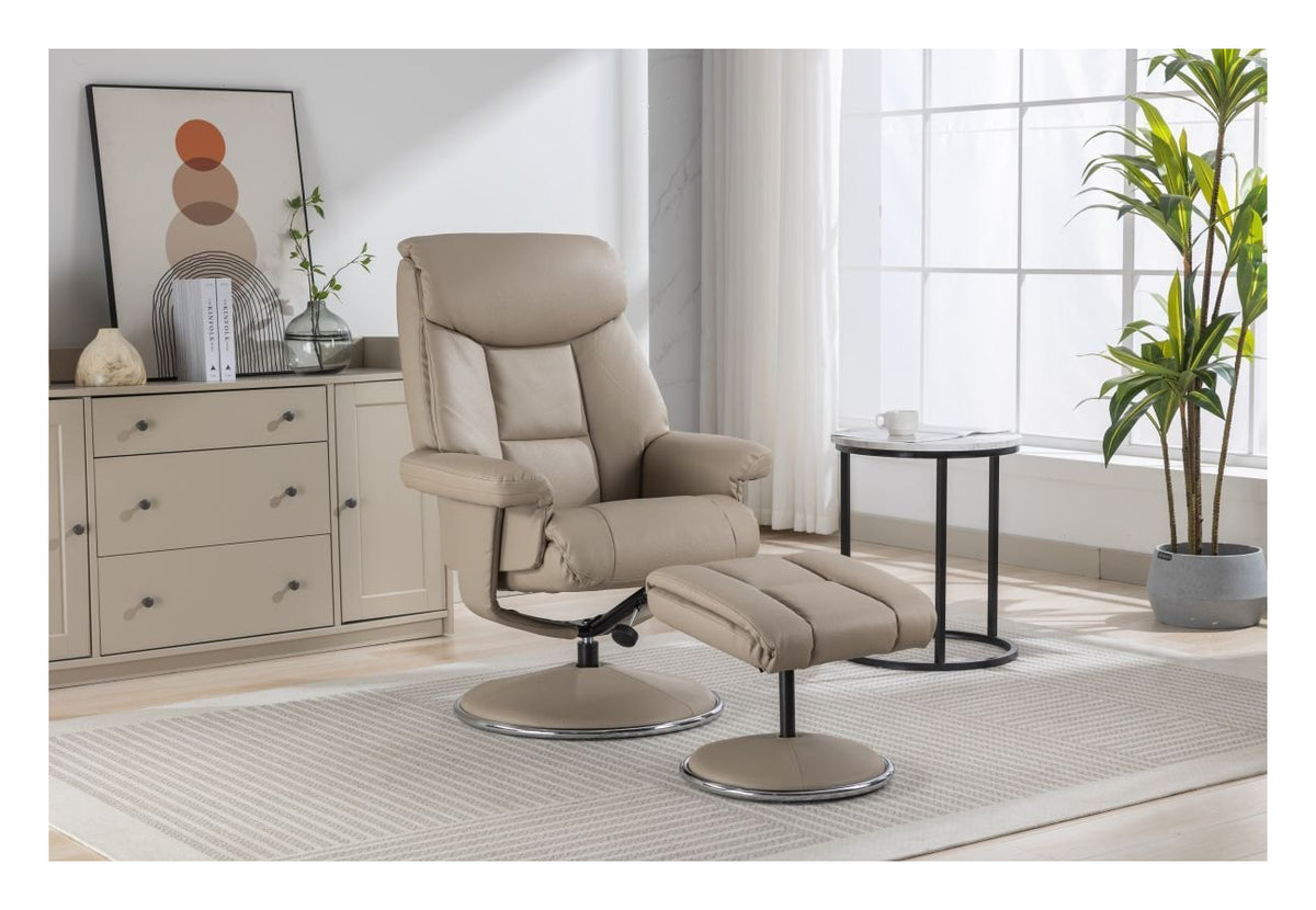 Brookhaven Luxury Recliner with Footstool in pebble, view 3